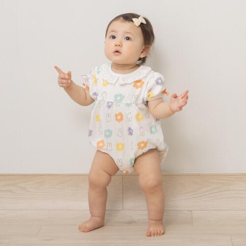 miffy ミッフィー 半袖ボディスーツ 総柄メッシュ ホワイト&times;70cm ベビーザらス限定
