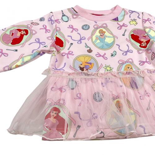 【Sophitica × tsumashi1118さん】Disney プリンセス 裏毛トレーナー 総柄 ピンク×110cm ベビーザらス限定