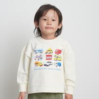 【TOMICA kie_158さんプロデュース】TOMICA トミカ 長袖トレーナー 図鑑プリント ホワイト×100cm