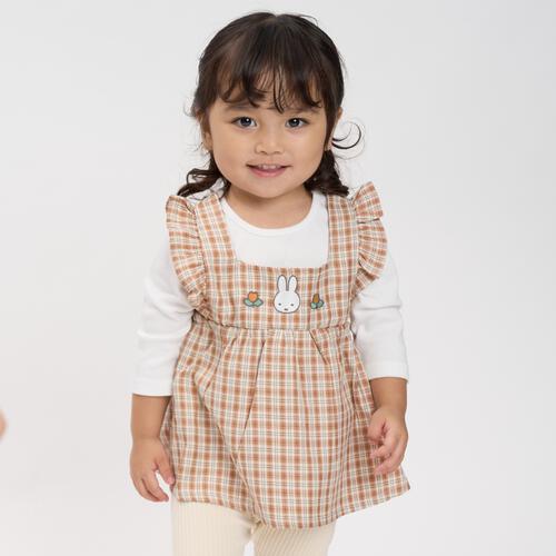 miffy ミッフィー 長袖ロンパース エプロン風 ミディアムベージュ×70cmベビーザらス限定