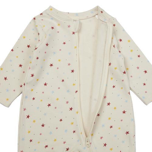 【FirstCloset×mioさん】 長袖ファスナーオール  星柄 裏毛 ナチュラル×80cm ベビーザらス限定