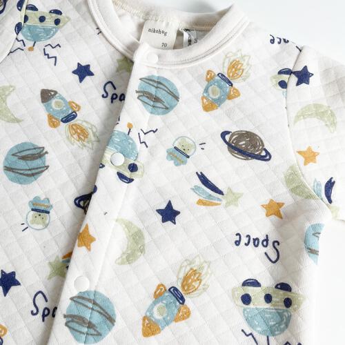 長袖カバーオール ニットキルト 宇宙柄 アイボリー×70cm ベビーザらス限定