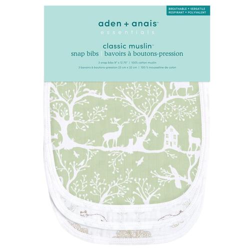 aden + anais エイデンアンドアネイ エッセンシャルズ スナップビブ 3枚組 ハーモニー(グリーン×フリー)