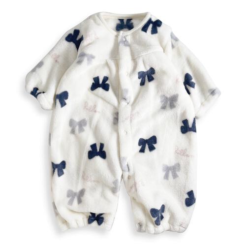 ２WAYドレスオール フリース リボン柄 グレー×50-60cm