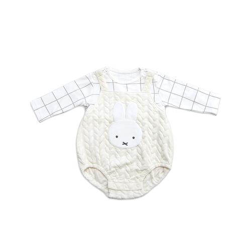 miffy ミッフィー 長袖ボティスーツ サロペット風 ナチュラル×80cm ベビーザらス限定