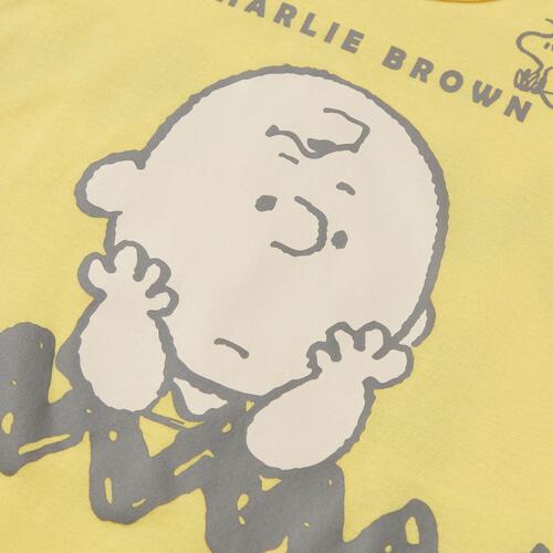 SNOOPY 半袖ボディスーツ ドッカン チャーリー イエロー&times;80cm