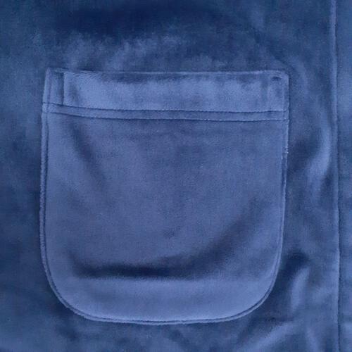 POLOBCS 長袖テーラーパジャマ ストレッチベロア 無地(ネイビー×M-L)