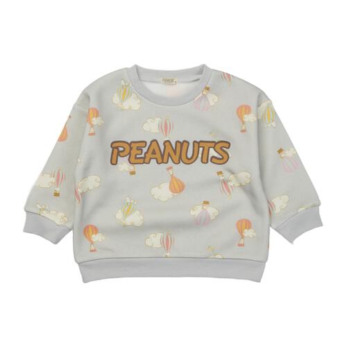 SNOOPY スヌーピー 長袖デイリートレーナー 起毛 くも気球総柄 グレー×80cm ベビーザらス限定