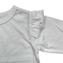 sophitica 天竺 肩フリル 長袖デイリーTシャツ ホワイト×80cm