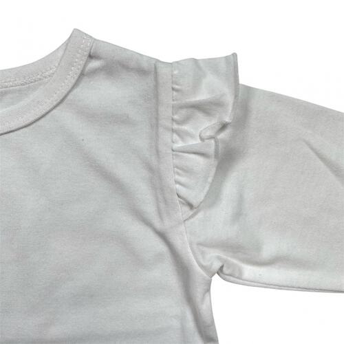 sophitica 天竺 肩フリル 長袖デイリーTシャツ ホワイト×80cm