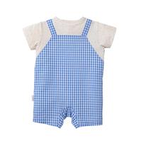 monpoke モンポケ 半袖ロンパース ギンガムチェック サロペット型 ブルー&times;80cm ベビーザらス限定 赤ちゃん 出産準備 出産祝い ベビー服 子供服