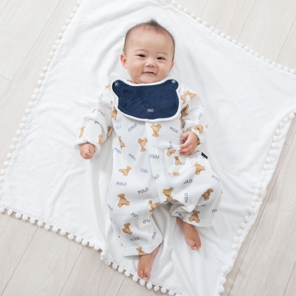 POLO BCS クマ型スタイ付きロンパース ナチョラル×70-80cm ベビーザら