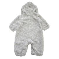 【ベビー×ペットコレクション】長袖ロンパース 耳付き うずまきフリース ネコ(ホワイト×80cm)