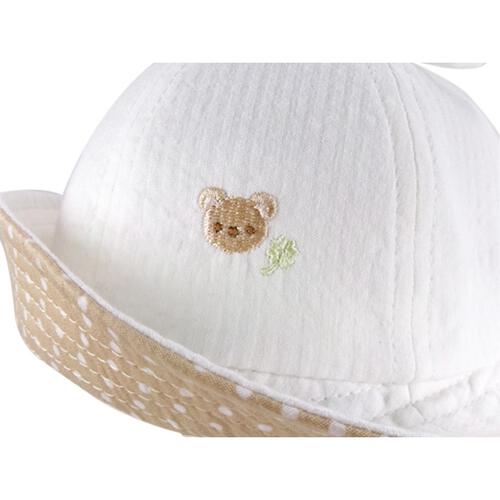 日本製 UV刺繍入り耳付きハット 日よけたれ ライトベージュ&times;44cm ベビーザらス限定