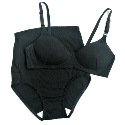 リブ編み モールドブラ&ショーツセット(ブラック×M-L) ベビーザらス限定