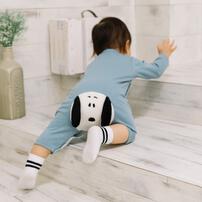 SNOOPY 長袖カバーオール おしり顔 スヌーピー ブルー×70cm ベビーザらス限定