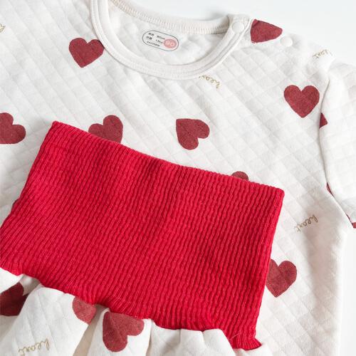 長袖腹巻付きパジャマ ニットキルト ハート柄 レッド&times;80cm ベビーザらス限定