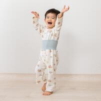 長袖腹巻付きパジャマ ニットキルト 働く車 サックス&times;80cm ベビーザらス限定