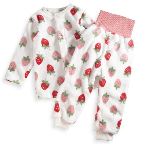 長袖腹巻パジャマ フリース イチゴ柄 レッド×95cm