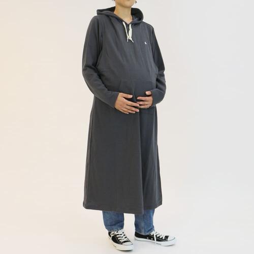 POLO パーカーワンピース 授乳口付き 裏毛(チャコール×M-L) ベビーザらス限定