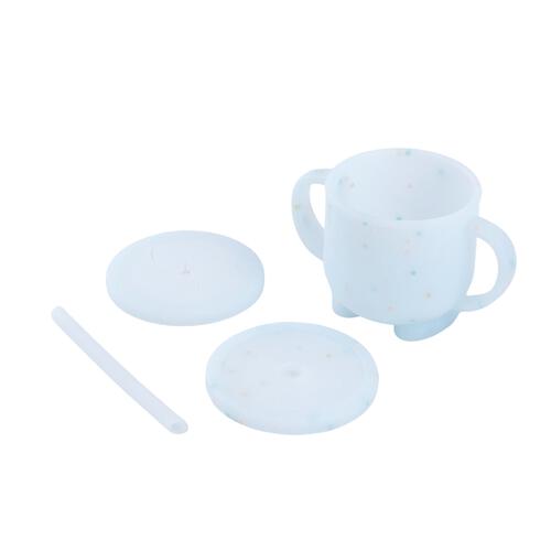 dear BABY ディアベビー 3WAY シリコンマグ スナックカップ ストロー付き (ブルーバブル) ベビーザらス限定