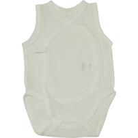 日本製 ノースリーブメッシュ打ち合わせロンパース２枚組 スナップタイプ イエロー×60-70cm