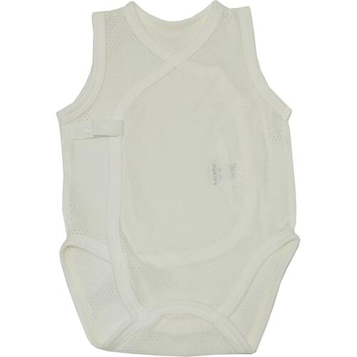 日本製 ノースリーブメッシュ打ち合わせロンパース２枚組 スナップタイプ イエロー×60-70cm