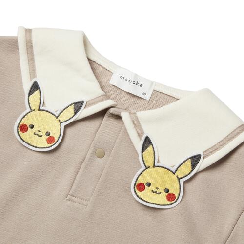 monpoke モンポケ トレーナー 衿付き ピカチュウ ブラウン&times;100cm