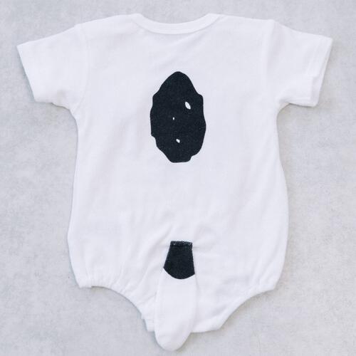 SNOOPY 半袖ボディスーツ 顔ドッカン しっぽ付き スヌーピー ホワイト&times;70-80cm