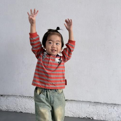 【TOMICA kie_158さんプロデュース】TOMICA トミカ 衿付き ボーダーＴシャツ レッド×120cm