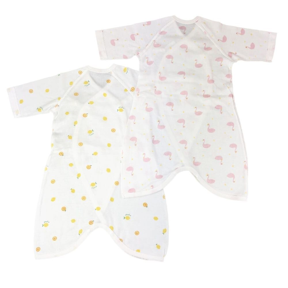 コンビ肌着 スワン×レモン柄 2枚組(ホワイト×50-70cm) ベビーザらス