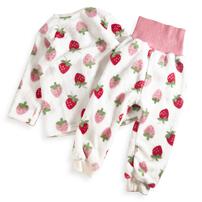長袖腹巻パジャマ フリース イチゴ柄 レッド×90cm