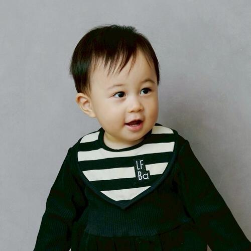 ローリーズファームベビー ボーダー天竺スタイ(ホワイト×80cm) ベビーザらス限定