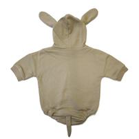 【ベビー×ペットコレクション】長袖フード付きボディスーツ ボア耳付き 裏毛 犬 70-80cm