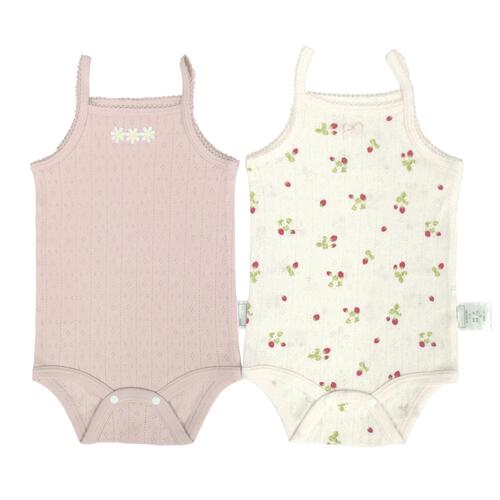 2枚組おめかしキャミソールロンパース肌着 いちご ピンク&times;70cm ベビーザらス限定