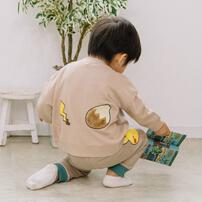 monpoke モンポケ トレーナー 裏毛 ファーアップリケ ベージュ×100cm