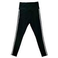 マタニティパンツ レギンス ストレッチテレコ 脇ライン ブラック×M