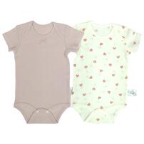 半袖ロンパース肌着 2枚組 ワッフル ハート ピンク×80cm ベビーザらス限定