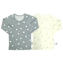 長袖シャツ肌着 2枚組 テレコ ペンギン×月 ブルー×100cm ベビーザらス限定