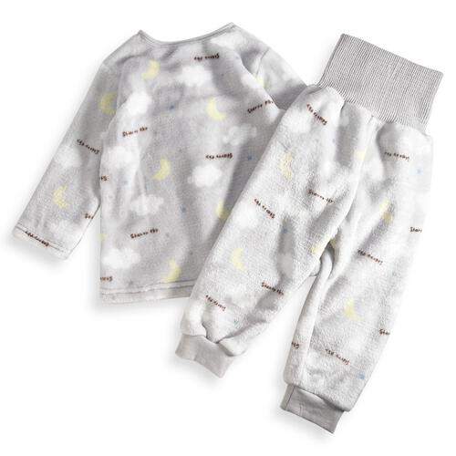 長袖腹巻パジャマ フリース 雲柄 グレー×90cm