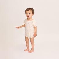 2枚組 半袖ロンパース肌着  メッシュニット クマ アニマル グリーン×90cm