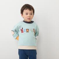 SNOOPY スヌーピー トレーナー 袖切替 ミント×90cm ベビーザらス限定