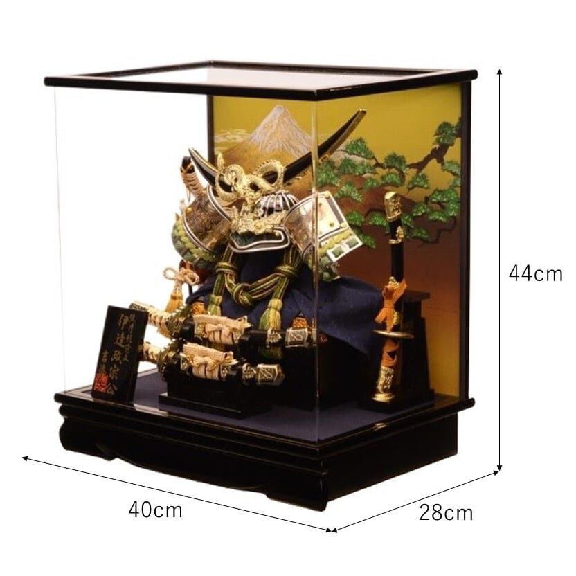 五月人形】兜飾り ケース飾り「伊達政宗 富士山景アクリルケース
