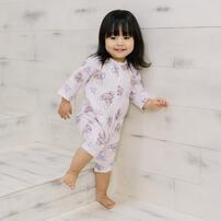 Disney ディズニー 長袖前開きプレオール スタイ付き ヤングオイスター ピンク&times;60-70cm