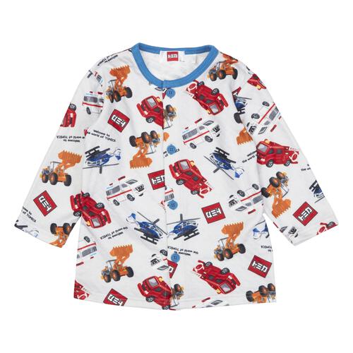 TOMICA トミカ 前開き長袖パジャマ 総柄 キルト 腹巻付き ブルー×100cm