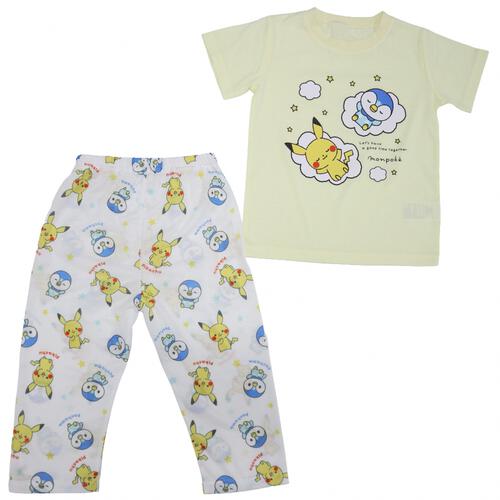 monpoke モンポケ 長袖前開きパジャマ＋半袖Ｔシャツセット イエロー&times;100cm ベビーザらス限定