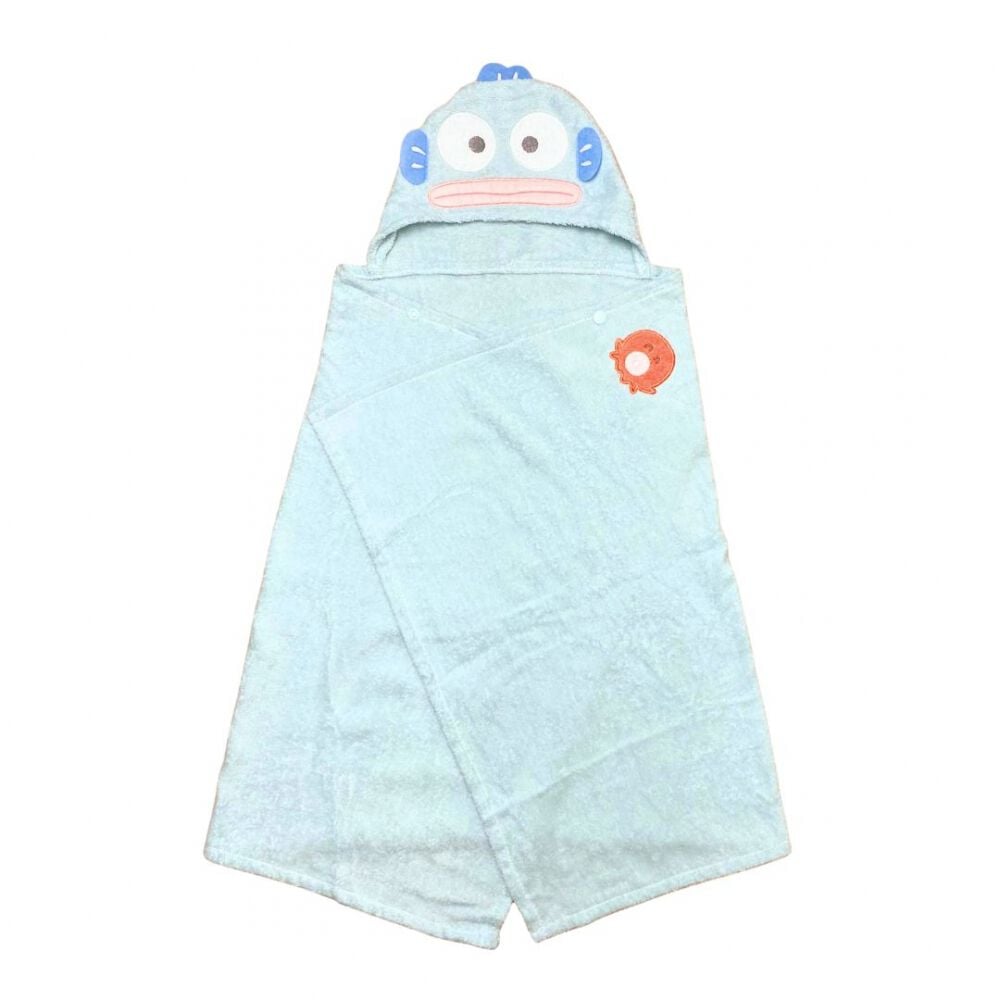 SANRIO サンリオ フード付き湯上りタオル ハンギョドン ブルー×フリー