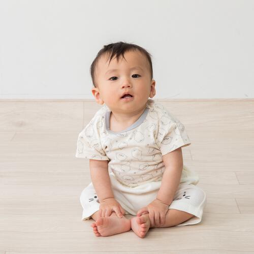 スタイ付きボディスーツ 天竺 アザラシ ナチュラル&times;70cm