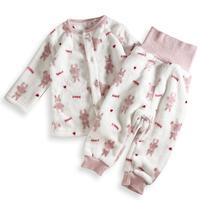 長袖腹巻パジャマ フリース ウサギ柄 ピンク×80cm