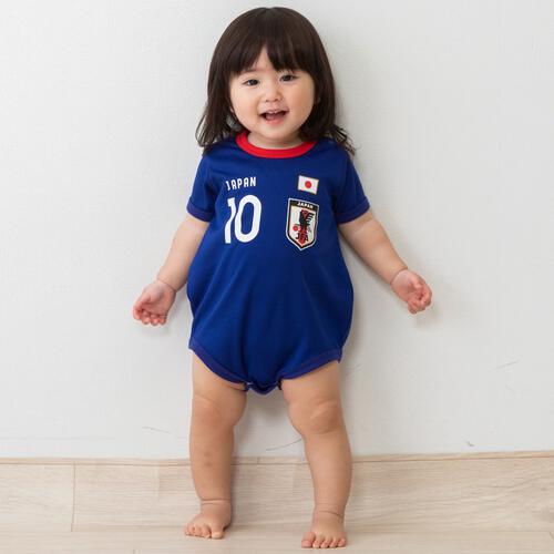半袖ユニホームボディロンパース サッカー日本代表ver. メッシュ ブルー&times;80cm